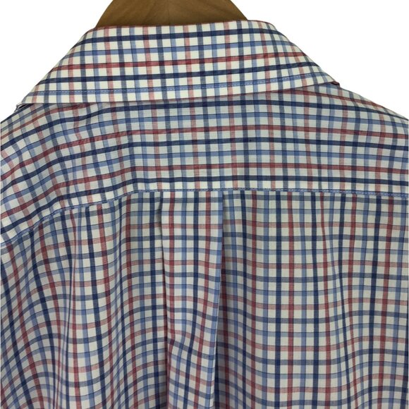 Chaps Coolmax Mens Reg Fit 16-1/2, 32-33 L Red White Blue Check Button Up Shirt - Picture 4 of 9